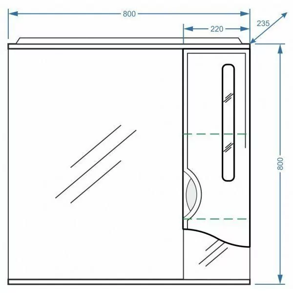 Зеркало со шкафчиком Stella Polar Сильва 80 R свет, белый