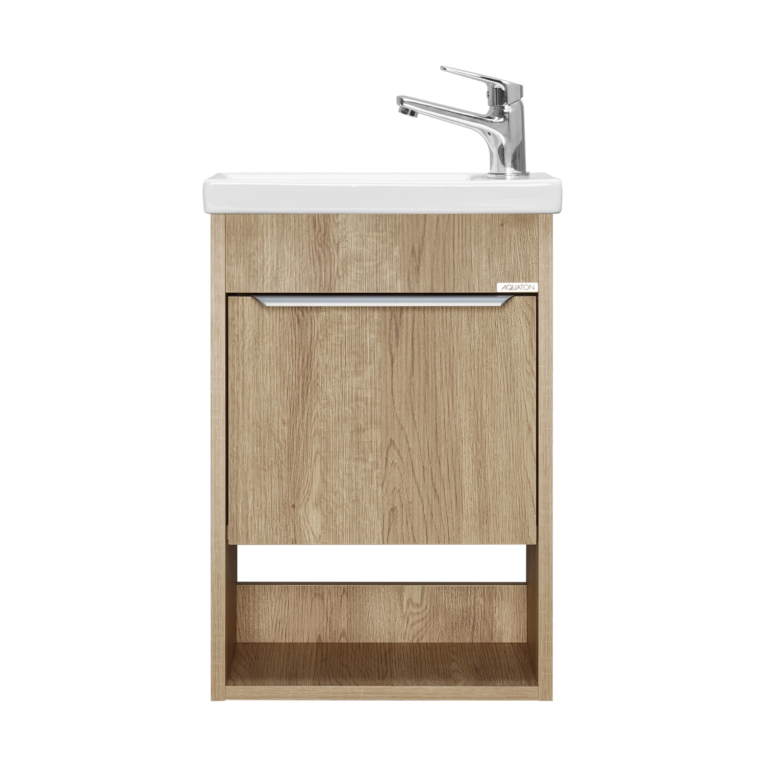 Тумба подвесная Aquaton Хоуп 40 с раковиной Миранда 40, 1 ящик, орех