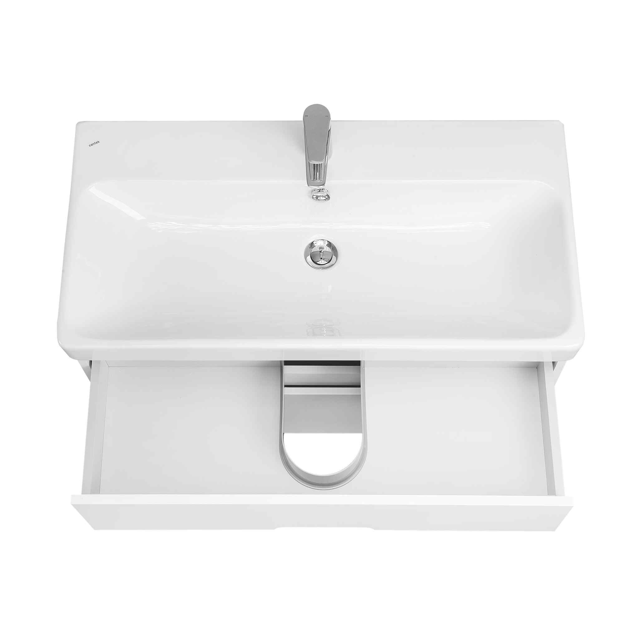 Тумба Aquaton Оливия 90 с раковиной Адриана 90 подвесная, 2 ящика, белый матовый