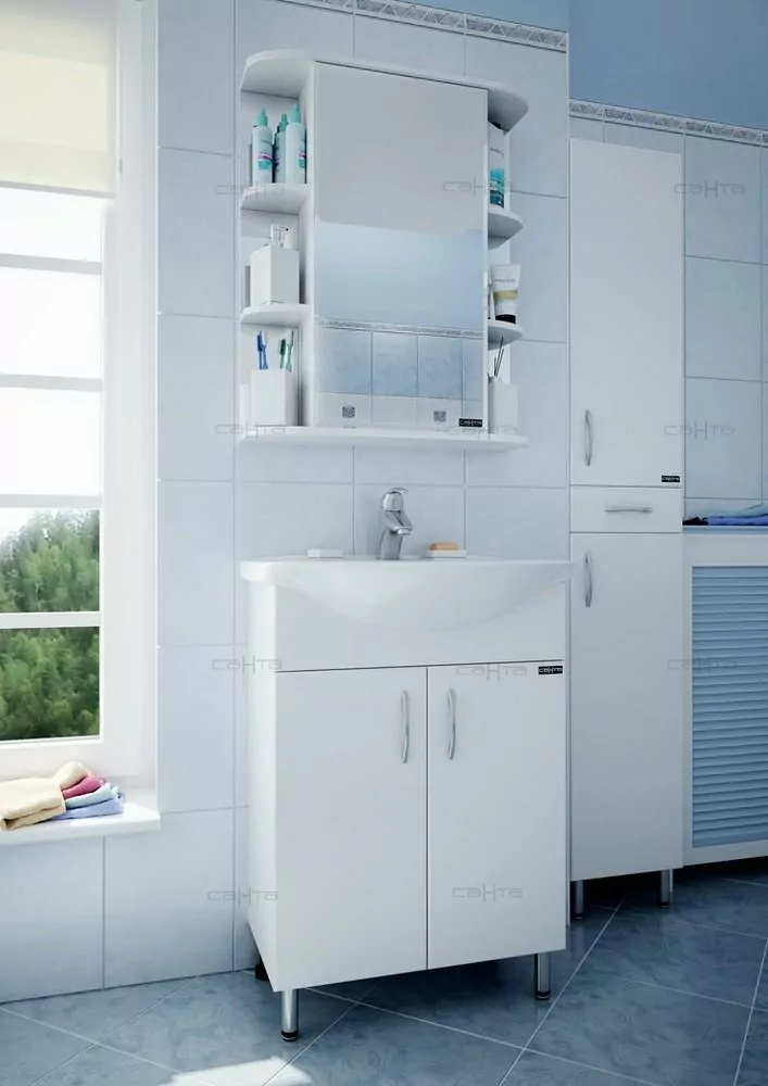 Зеркало-шкаф Санта Герда 60 свет, белый