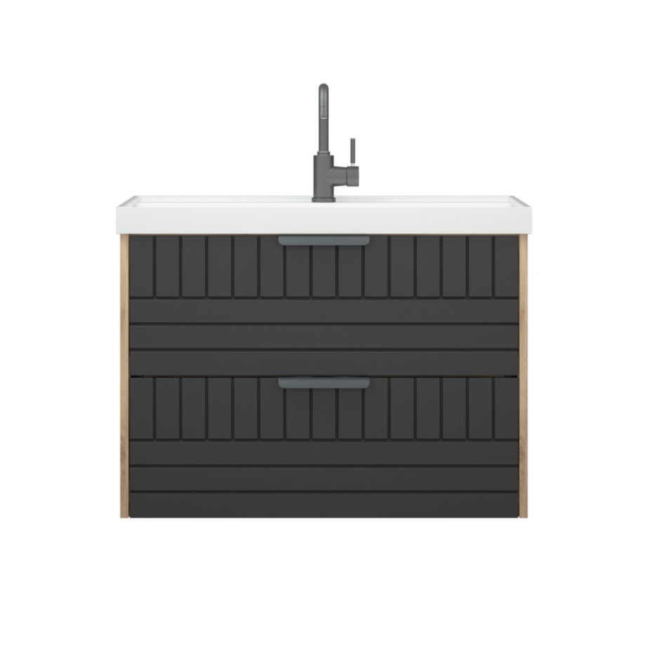 Тумба напольная Corozo Инди 80 с раковиной Сомо 80 дуб канзас/графит