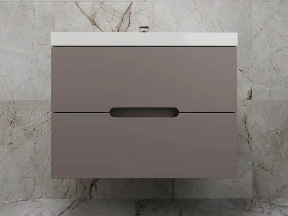 Тумба подвесная Style Line Матис 80 с раковиной Classic 80, тауп темный