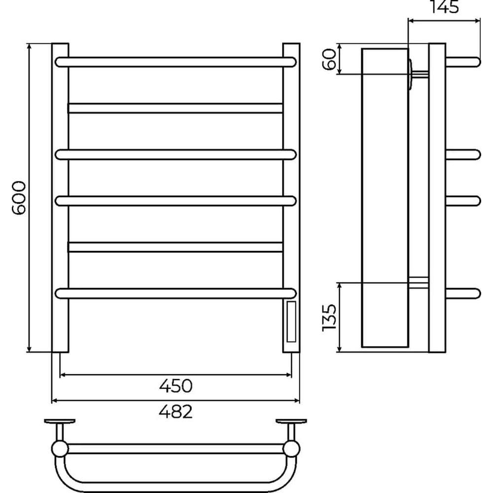 Полотенцесушитель электрический Terminus Евромикс П6 45х60 КС 903, белый матовый