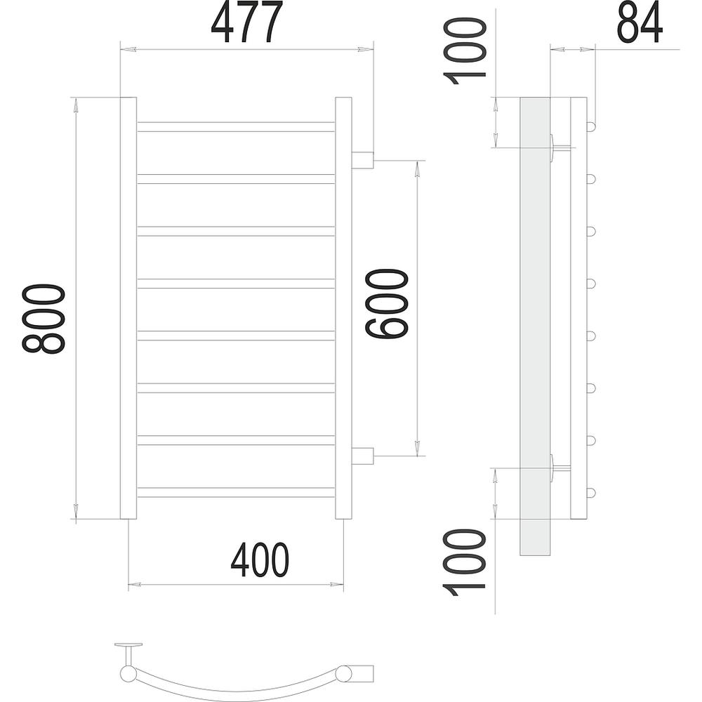 Полотенцесушитель водяной (боковое подключение) Terminus Классик П8 40х80 бп 600