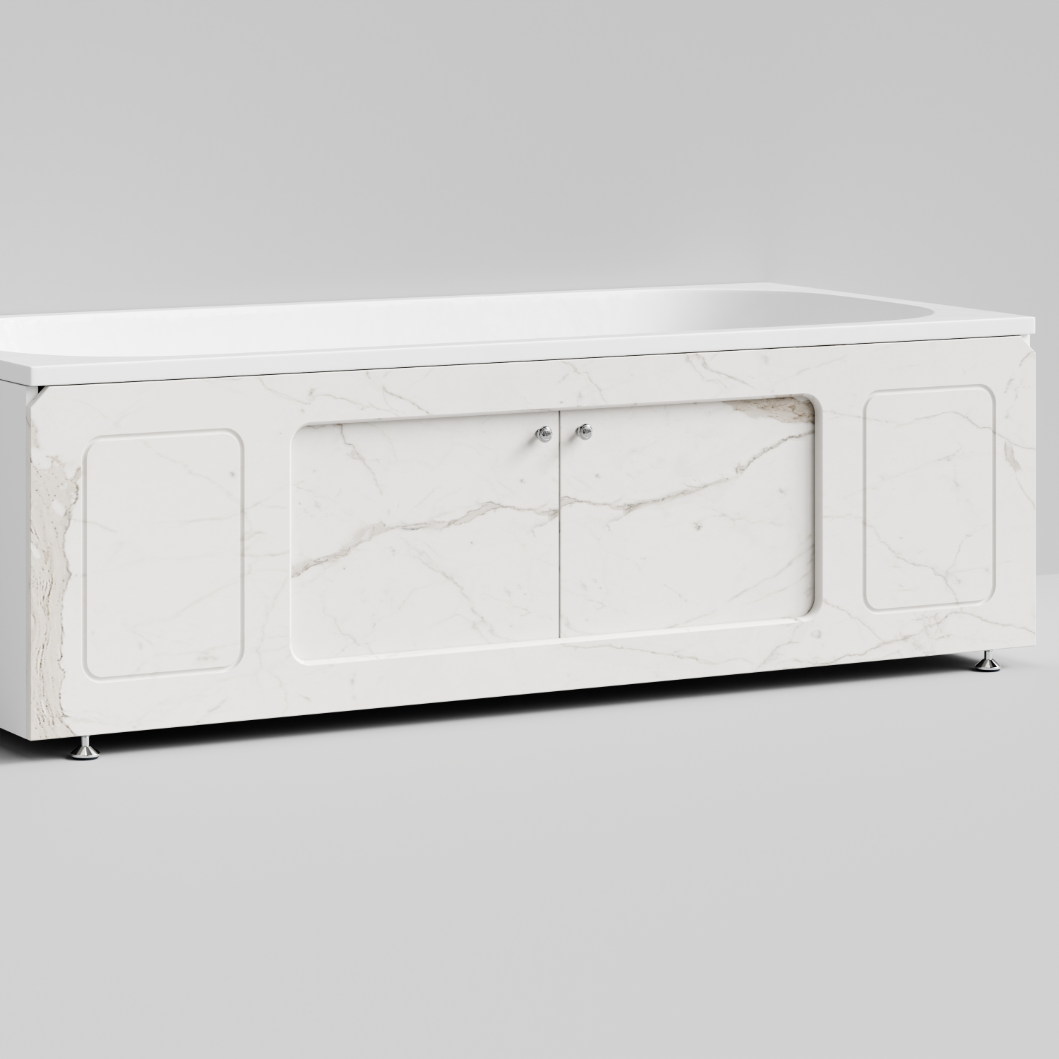 Экран под ванну Vod-ok Лидер 180 раздвижной Мрамор Белый натур милк