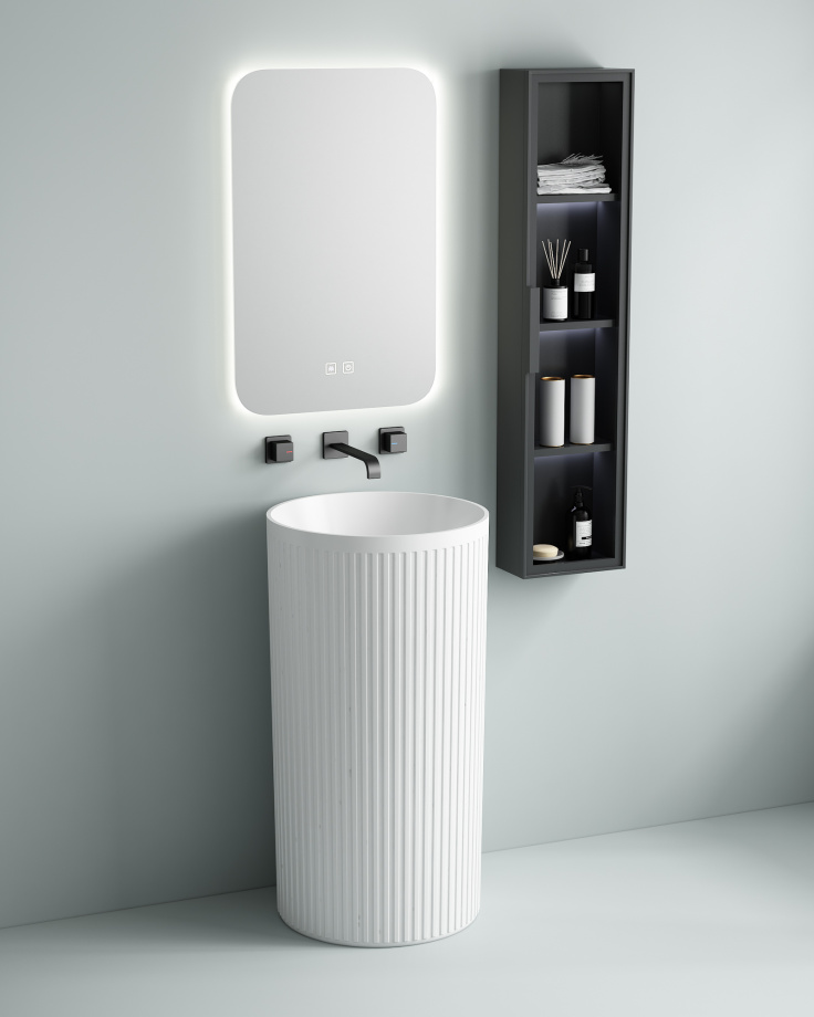 Раковина SantiLine SL-4024 напольная, (моноблок), без отверстия под смеситель белая