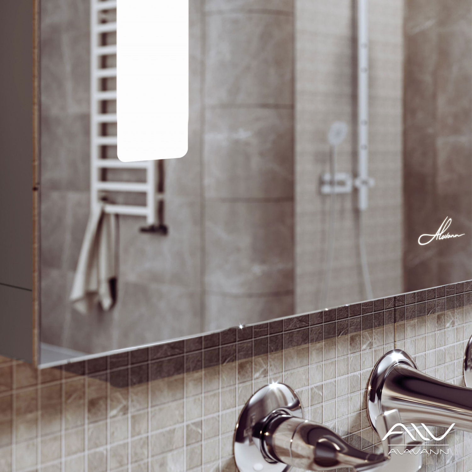 Зеркало Alavann Neve Duo 100 свет, кнопочный выключатель