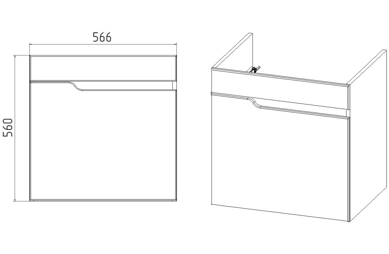 Тумба подвесная Viant Куба 60 с раковиной Como 60, белый