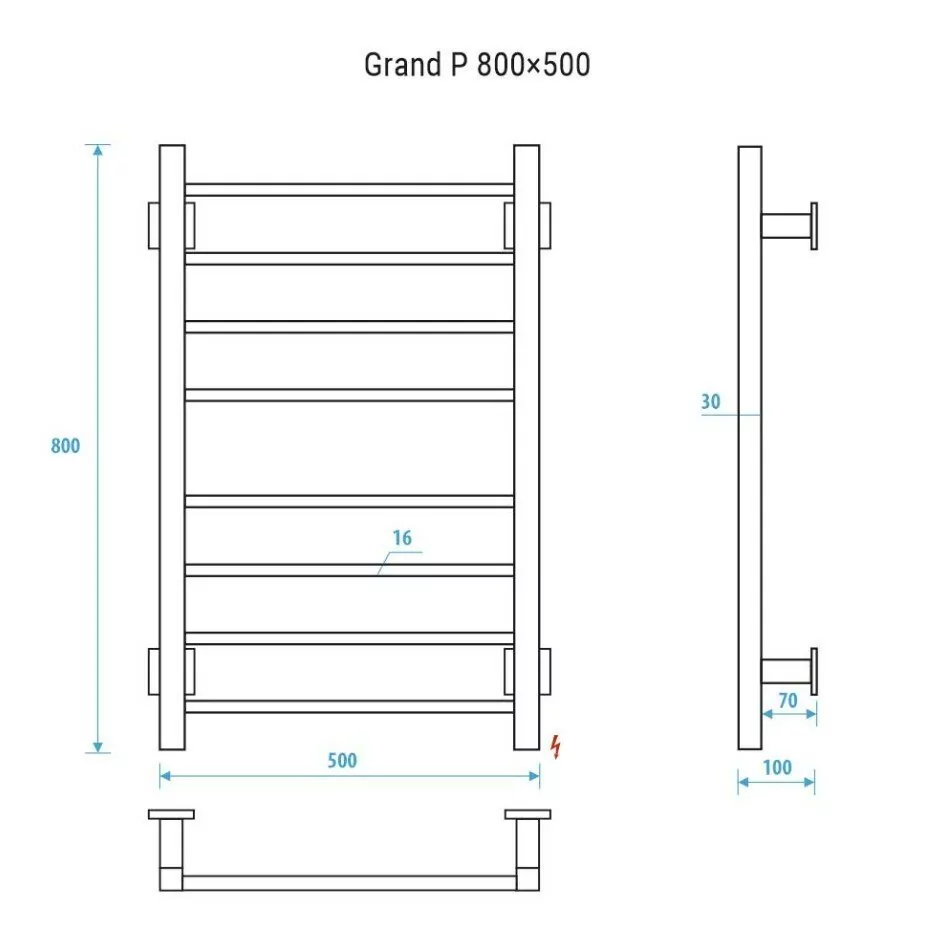 Полотенцесушитель электрический Energy Grand P 800x500 белый матовый