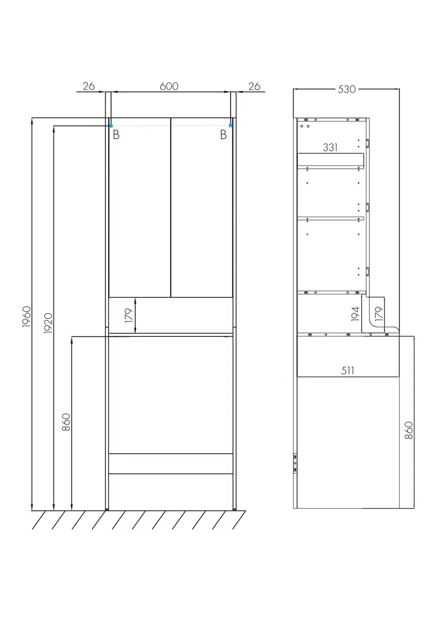 Шкаф-пенал напольный Aquaton Лондри 65 над стиральной машиной, белый от магазина Vanna-Vanna.ru!