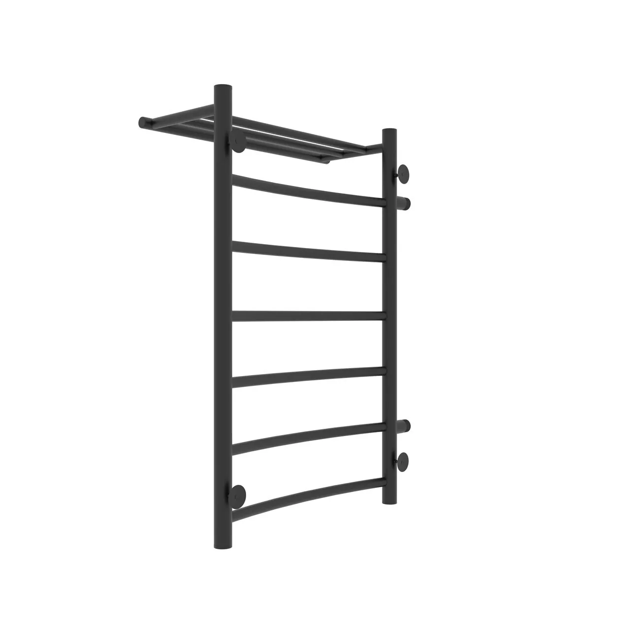 Полотенцесушитель водяной Laris Классик П7 500х800 L МЦ 500-1, боковой, с полкой, черный матовый