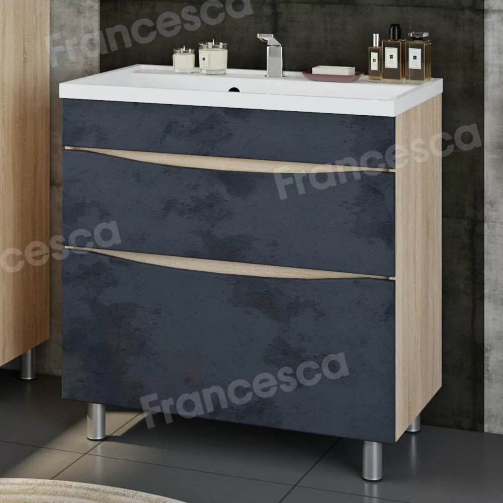 Мебель для ванной Венеция Амали 80 напольный комплект, графит бетон