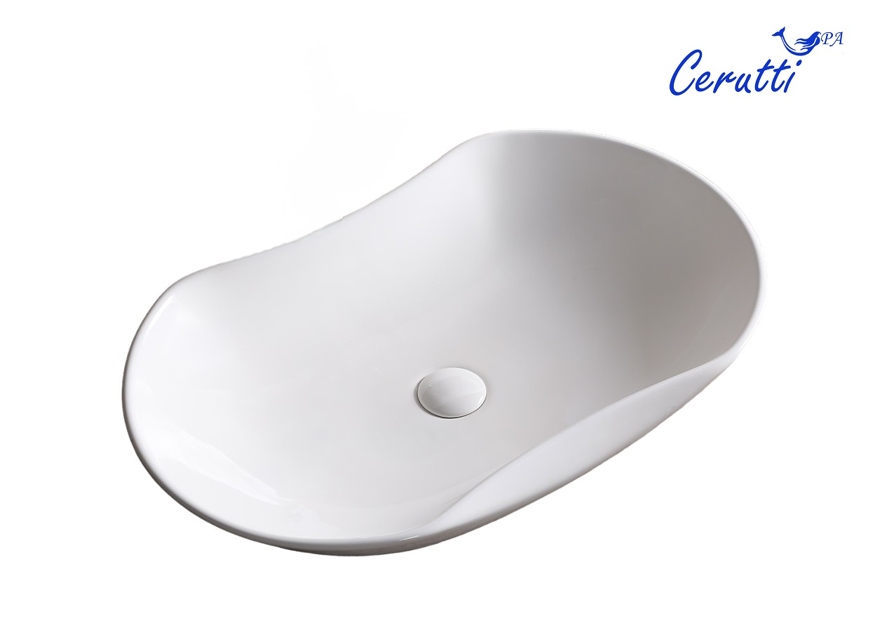 Раковина Ceruttispa CR7031 накладная, белая, усеченный овал 670х415х125