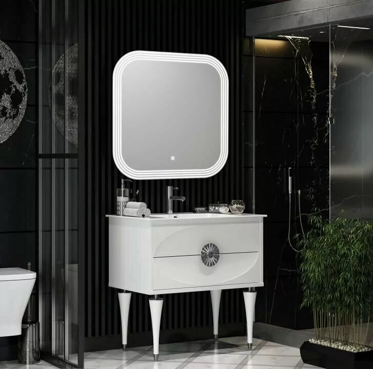 Тумба с раковиной Opadiris Ибица 90 подвесная, белый, серебро