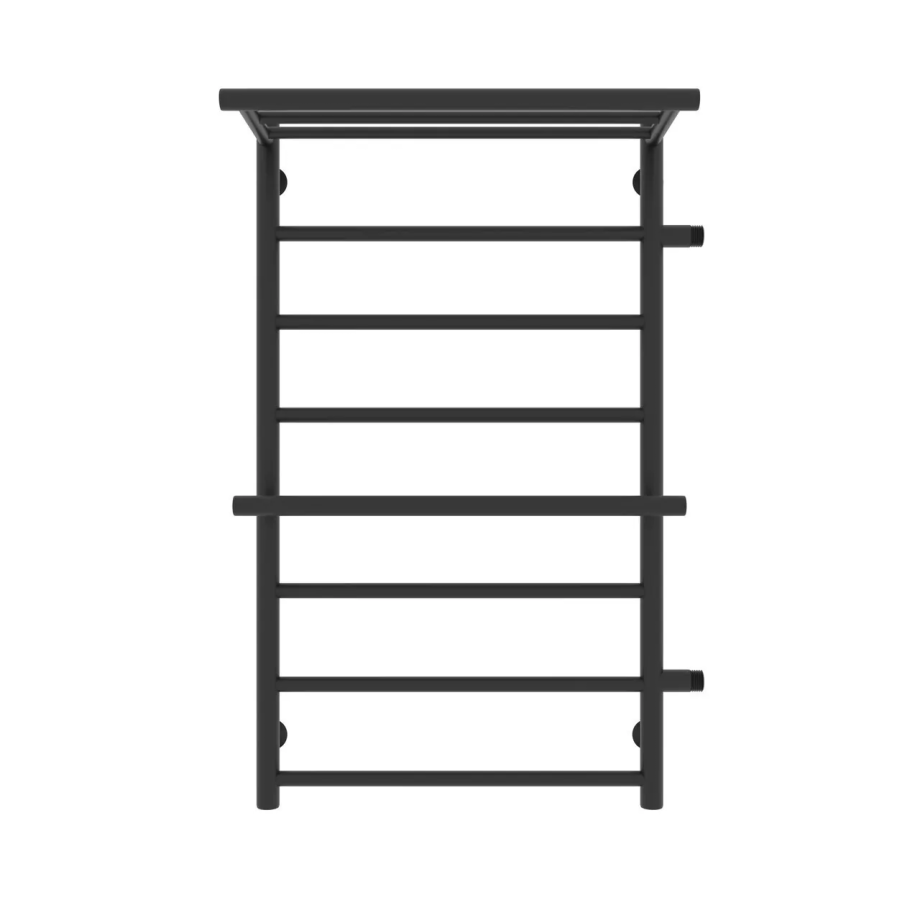 Полотенцесушитель водяной Laris Лавина П9 500х800 R МЦ 500-1, боковой, с полкой, черный матовый