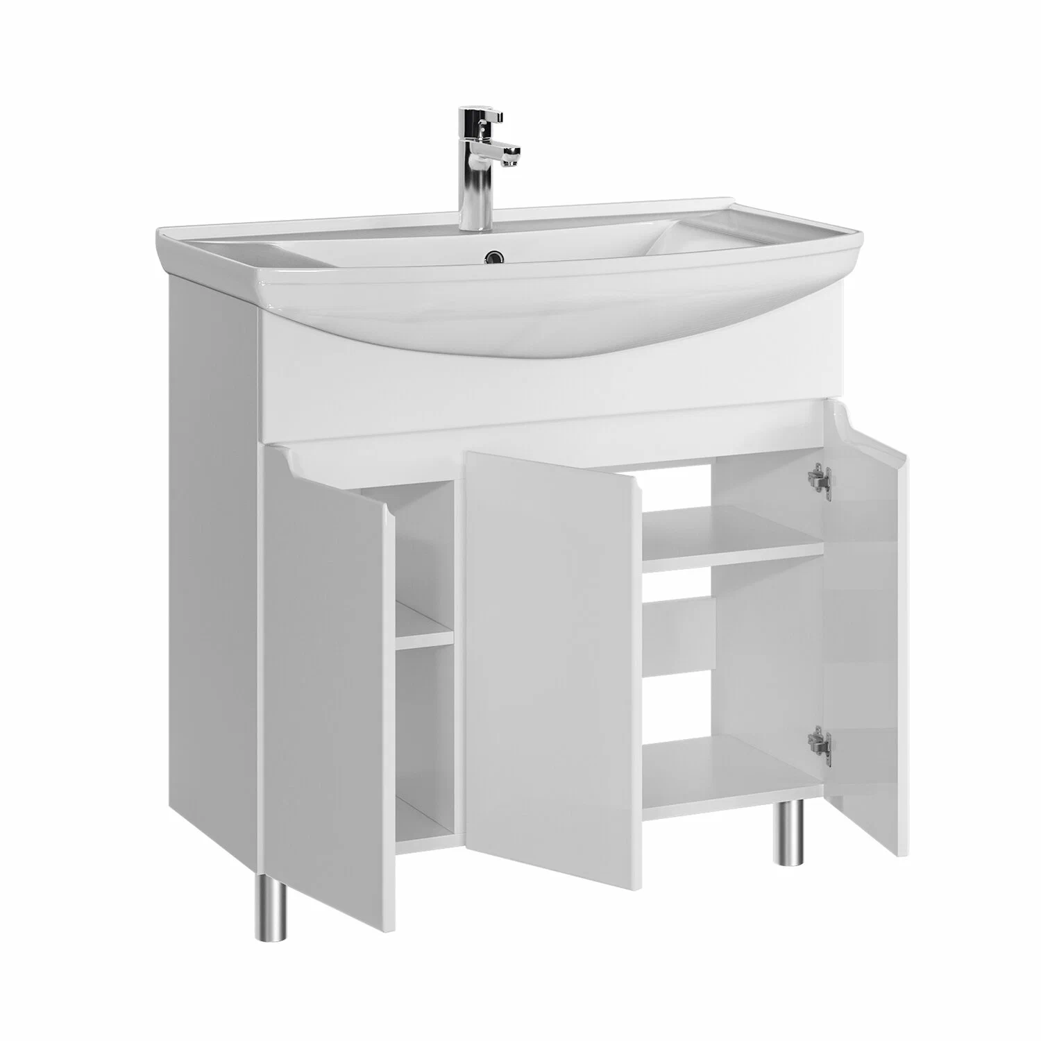 Тумба напольная SanStar Bianca 85 с раковиной Стиль 85, белая