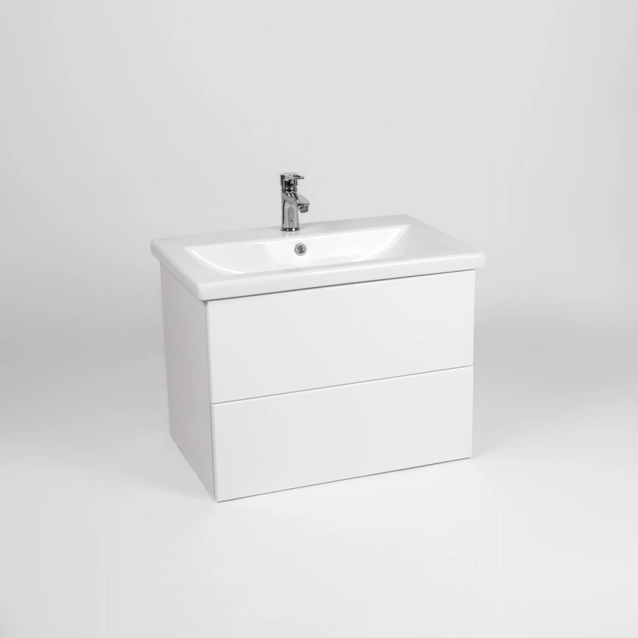 Тумба подвесная Viant София 80 с раковиной Como 80, два ящика, белый