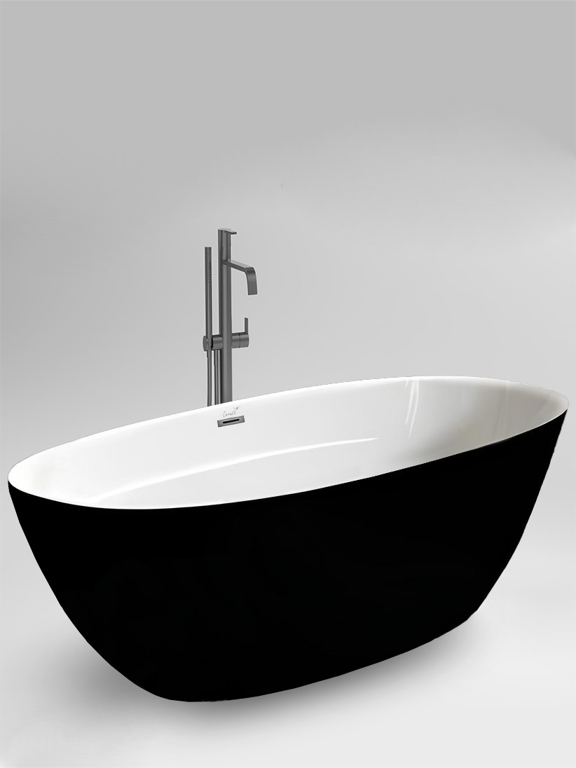 Ванна акриловая Cerutti Spa GRETA170GMB (1700x800x600) отдельностоящая, черная матовая снаружи, белая внутри,