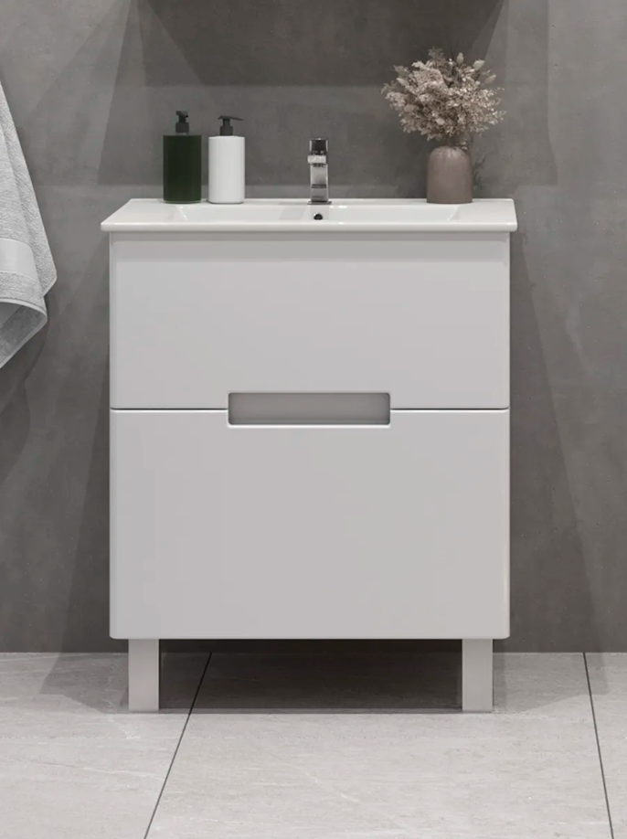 Тумба напольная SanStar Ориана 60 с раковиной Moduo 60, белая