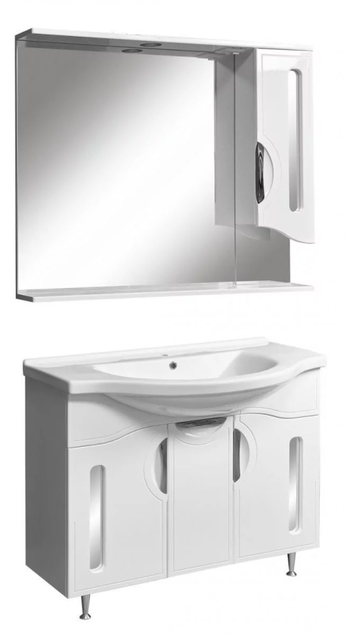 Мебель для ванной Stella Polar Сильва 100 комплект, напольный, белый глянец