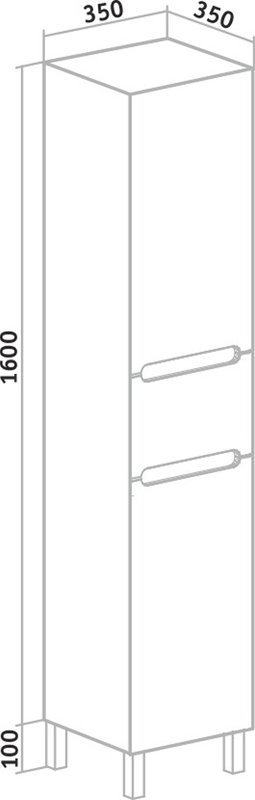 Пенал Runo Парма 35 напольный, R с корзиной для белья, белый