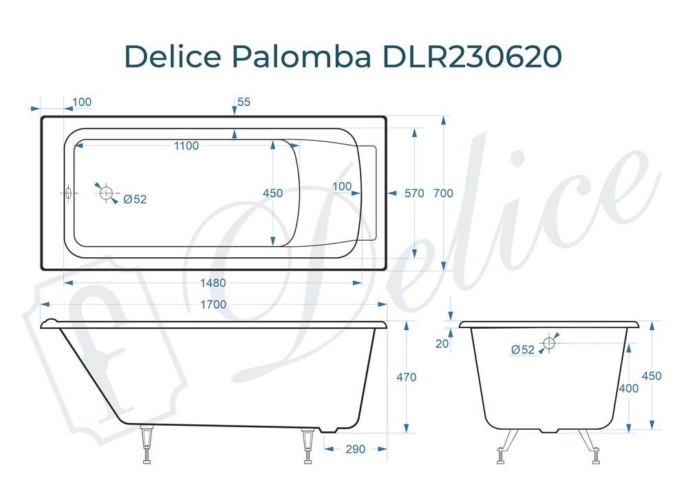 Ванна чугунная Delice Palomba 170х70 DLR230620