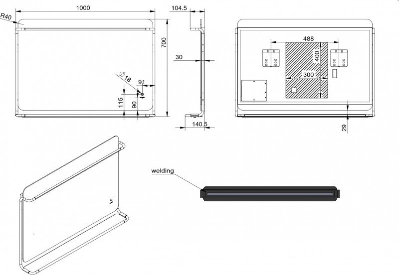 Зеркало Esbano ES-3727 K2D 100х70х14