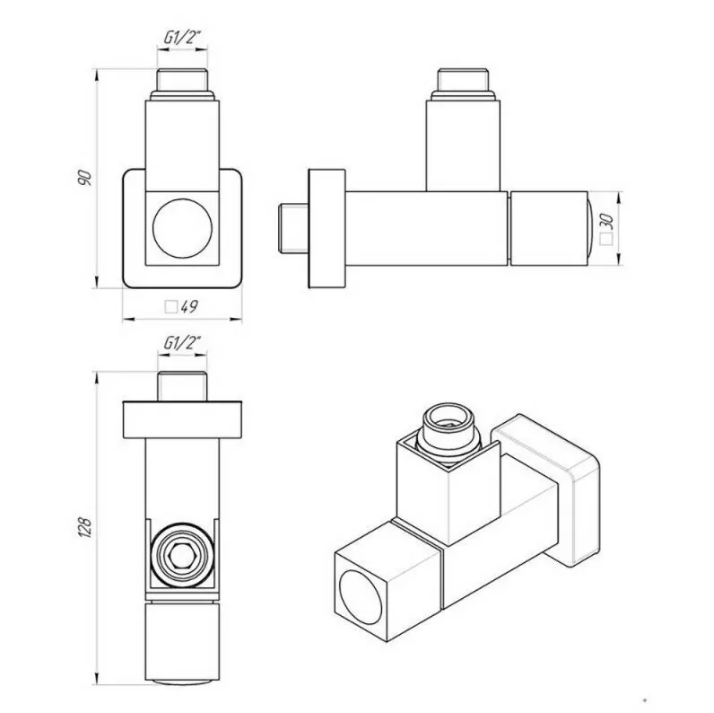 Вентиль угловой Laris 1/2"х1/2" ш/ш  для п/с хром, квадратный LX-858SCH0404 2 шт. от магазина Vanna-Vanna.ru!