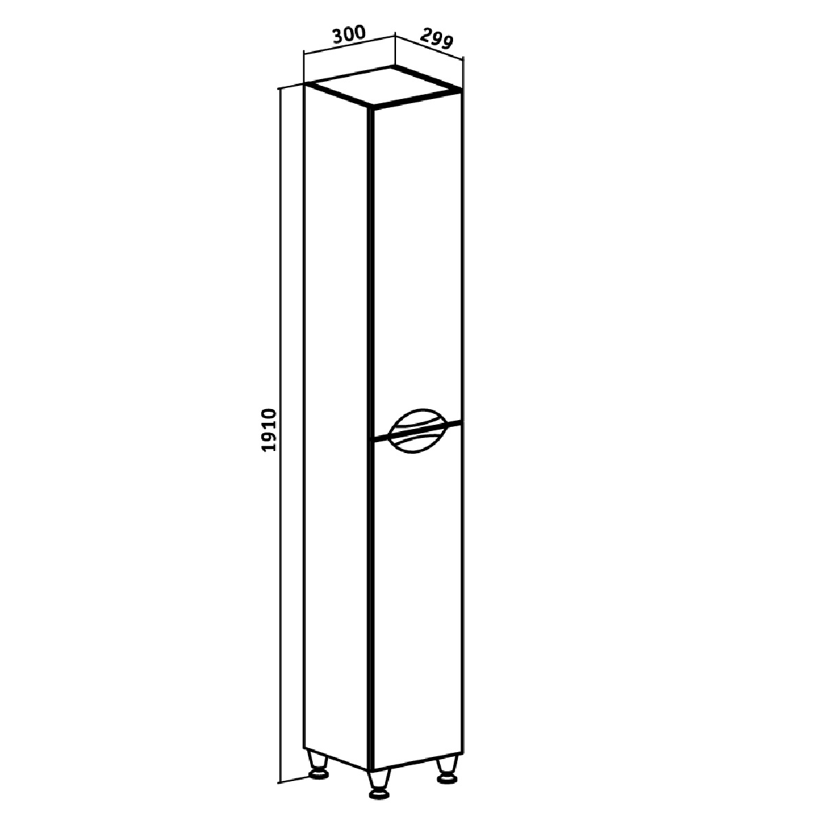 Пенал Runo Барселона 30 напольный, универсальный, белый