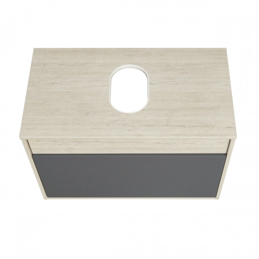 Тумба подвесная Aquaton Лофт Урбан 65 с раковиной MILA 35х50, серый графит, дуб орегон