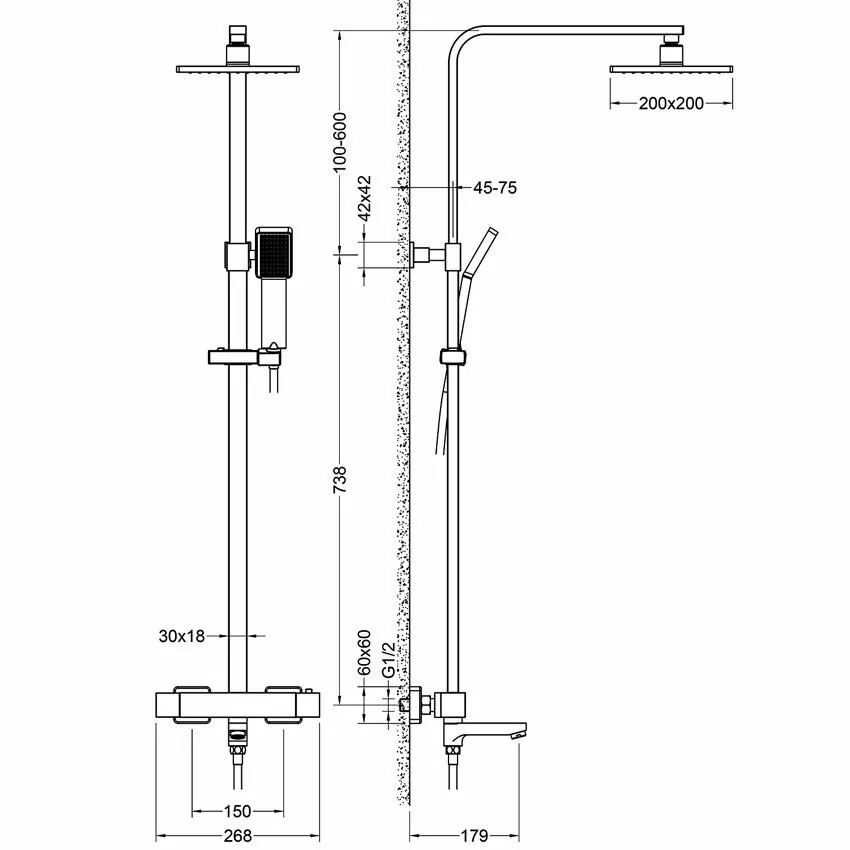 Душевая стойка Timo Tetra-thermo SX-0169/03 черный матовый
