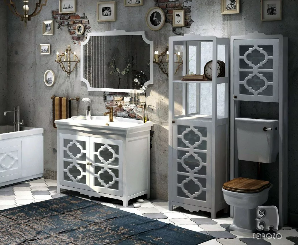 Тумба Corozo Манойр с раковиной Modern 85 напольная, белая