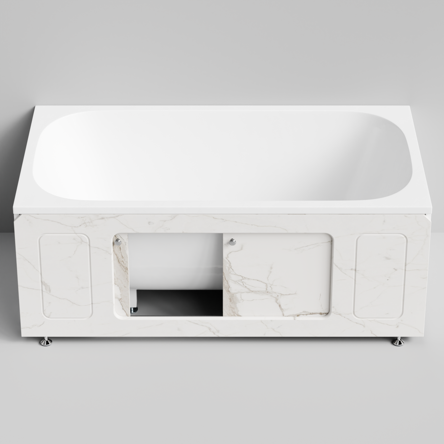 Экран под ванну Vod-ok Лидер 150 раздвижной Мрамор Белый натур милк