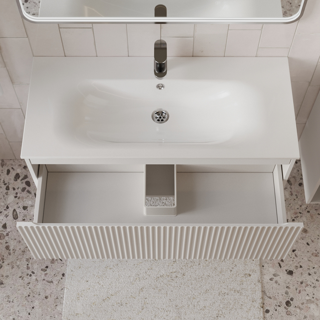 Тумба с раковиной подвесная (100 см) Terminus Sicilia SIC101001900301O, белый