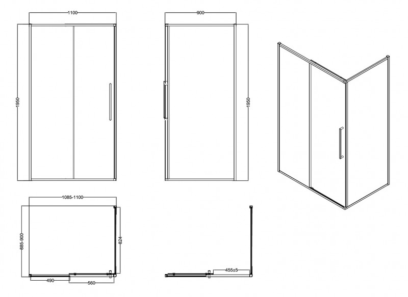 Душевой уголок ESBANO ESS-119PS-C 110х90х195