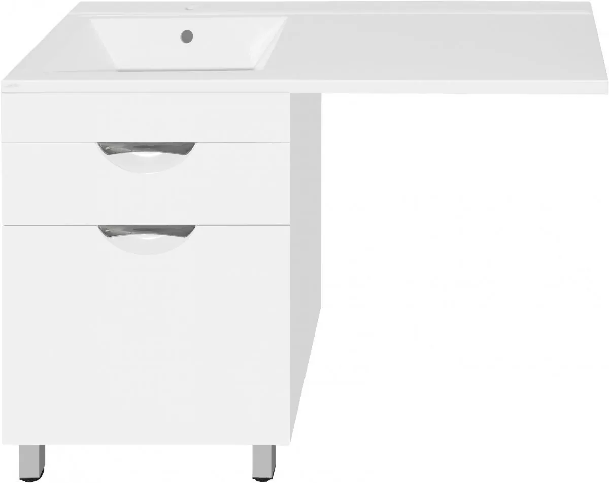 Тумба напольная Style Line Жасмин 60 с раковиной 120 Даллас Люкс PLUS L под стиральную машину, с корзиной, белая
