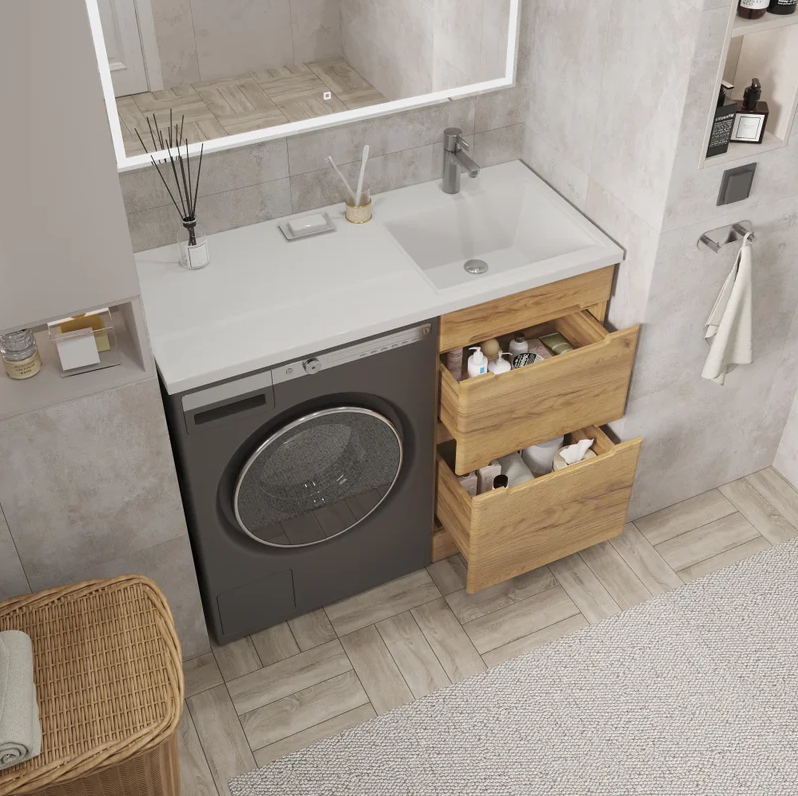 Тумба напольная SanStar Толедо 50 с раковиной Даллас 110 правый gold craft