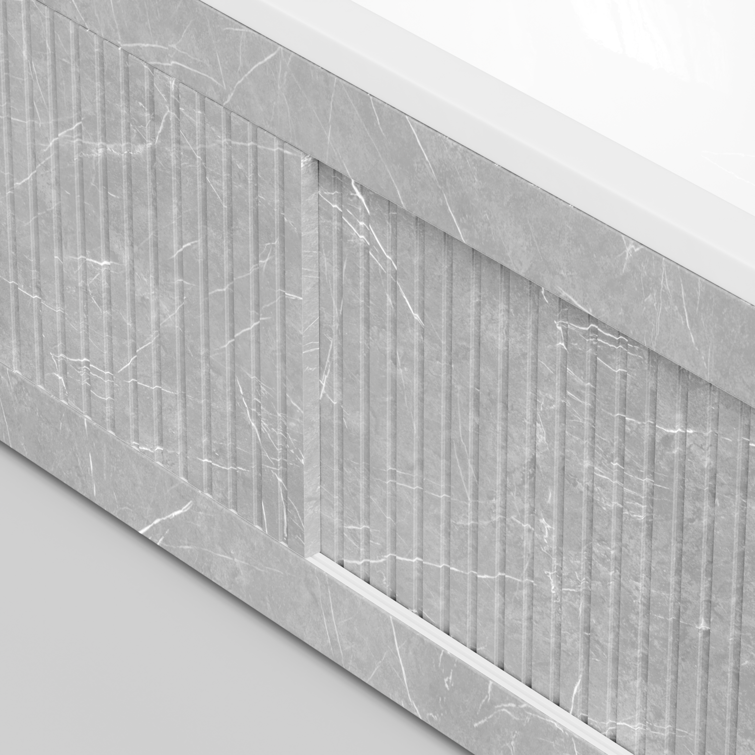 Экран под ванну Vod-ok Тач 180 раздвижной Мрамор Белый софт тач