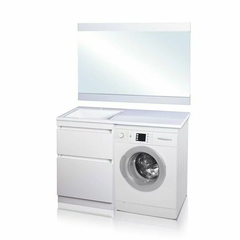 Тумба напольная Style Line Даллас 110 Люкс Plus Эмаль с раковиной Даллас 110 L под стиральную машину, два ящика, левая, белая