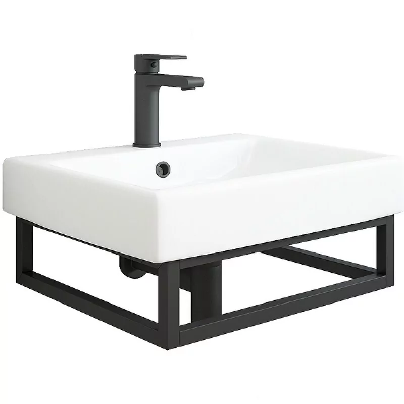 Консоль с раковиной Sanflor Тайлер 50 подвесная, черная