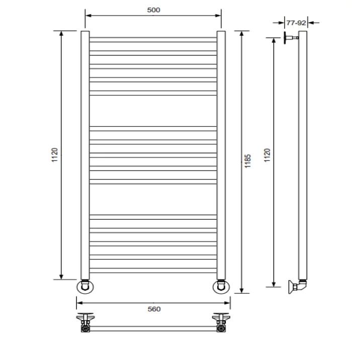 Полотенцесушитель водяной Veconi Vero-A, 50/120, графит