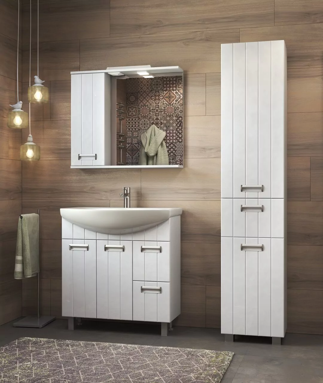 Зеркало с шкафчиком Vigo Diana 80 L свет, белый