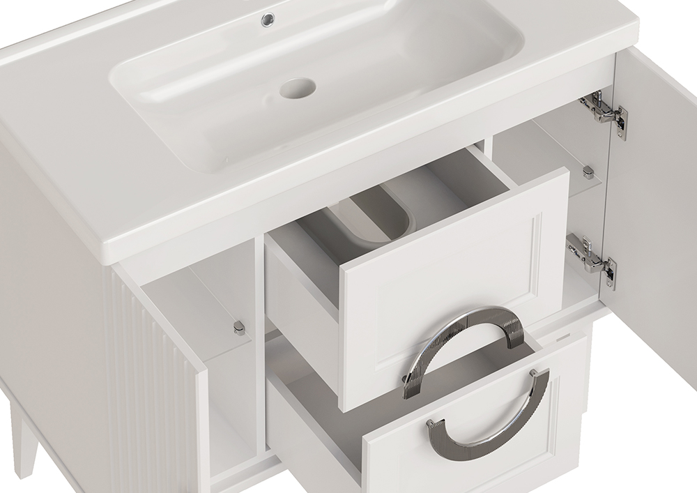 Тумба напольная ASB Woodline Федерика 100 с раковиной Гармония 100, белый