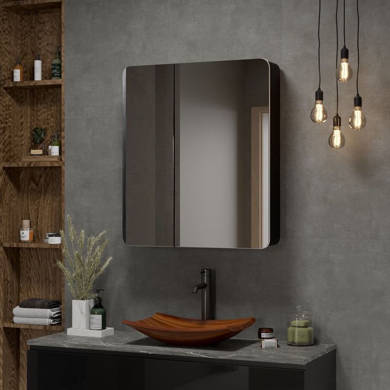 Зеркальный шкаф EQUIL Eltoro black LED 760х850