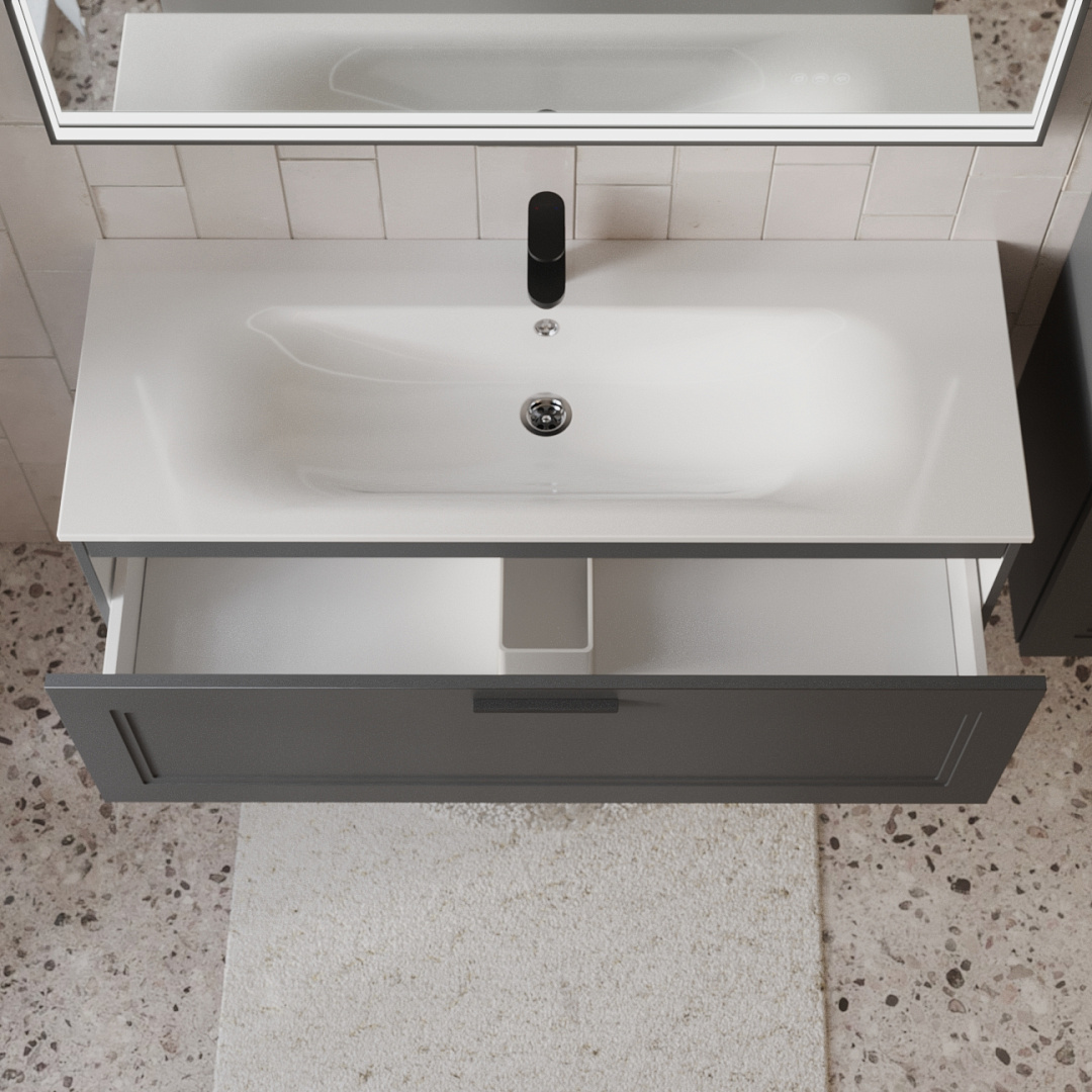 Тумба с раковиной подвесная (120 см) Terminus Classik CLA101201701601O, графит