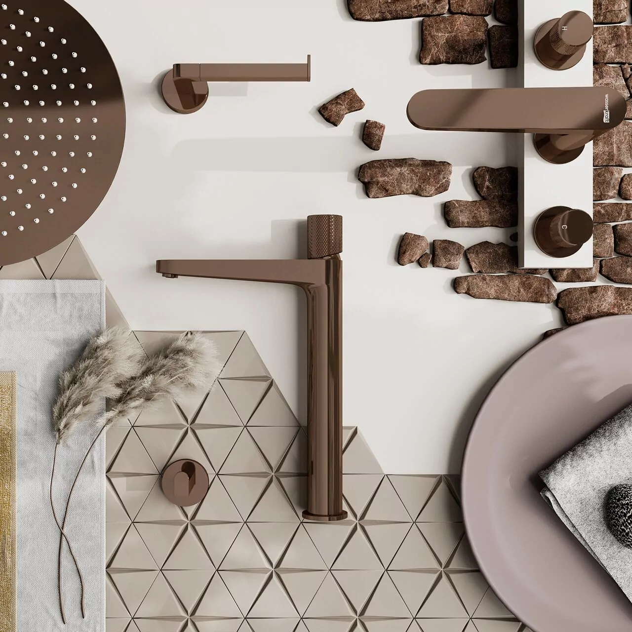 Верхний душ WasserKraft Asphe A330 розовое золото