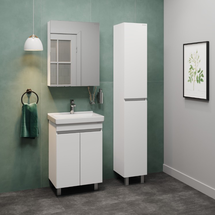 Тумба с раковиной Onika Милтон Квадро 55 напольная, белый, (разборная)