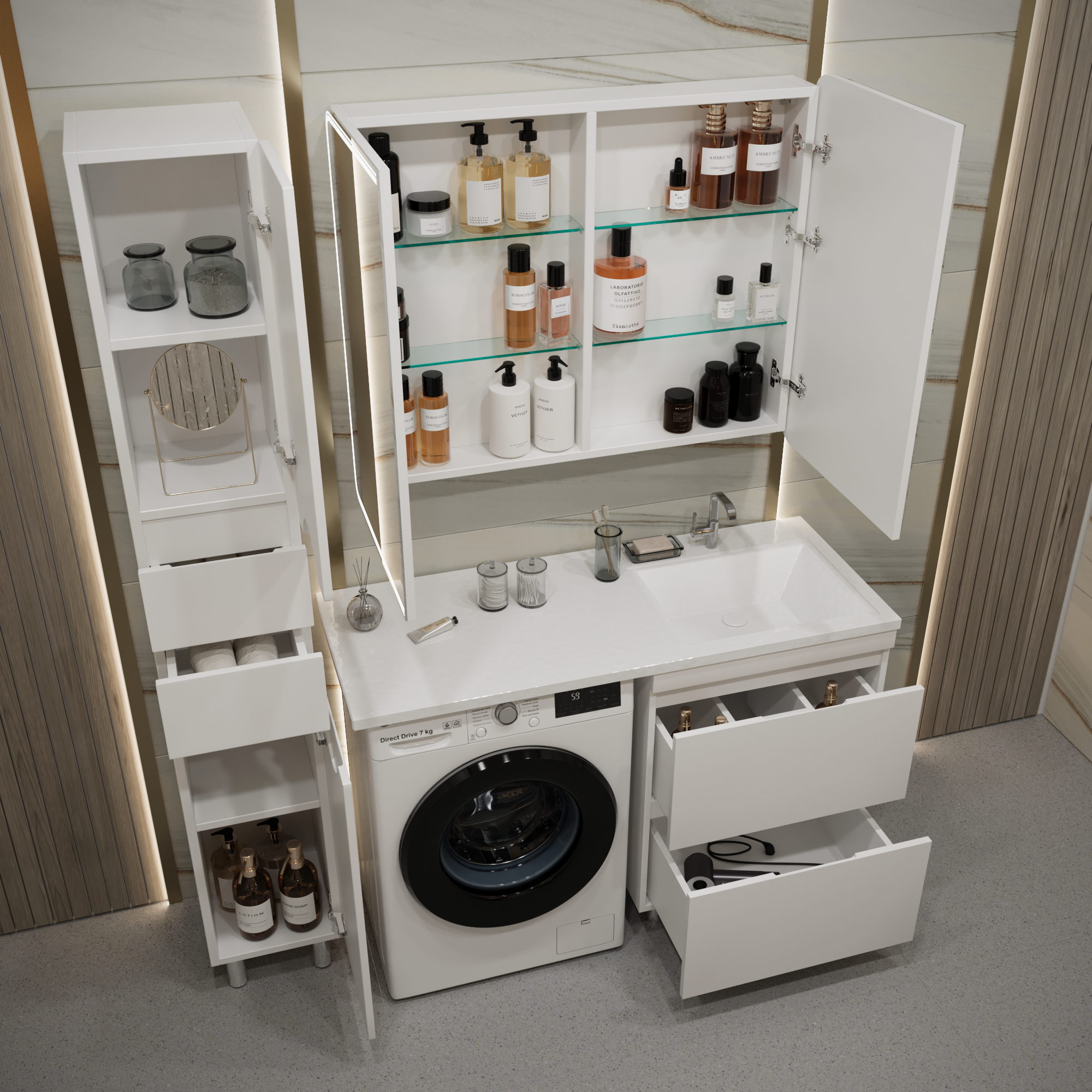 Зеркало-шкаф LED Stella Polar Анда 1000х800 /С правое, сенсор