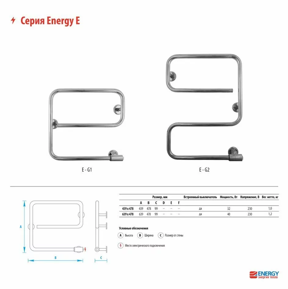 Полотенцесушитель электрический Energy E G1 439х478 черный матовый