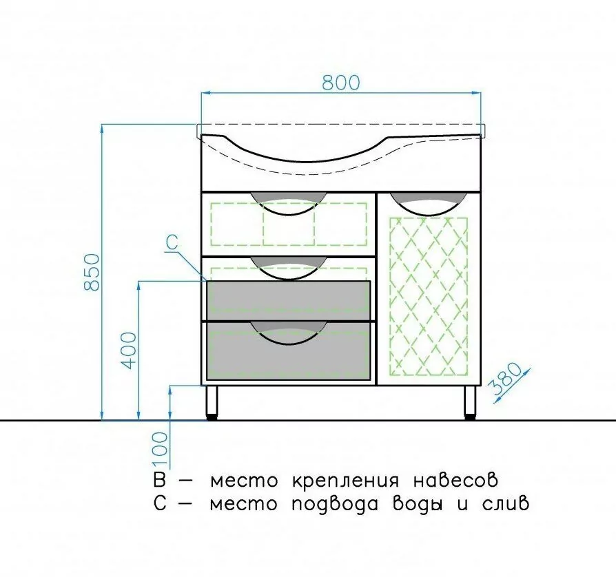 Мебель для ванной Style Line Жасмин 82 R комплект, напольный, белый от магазина Vanna-Vanna.ru!